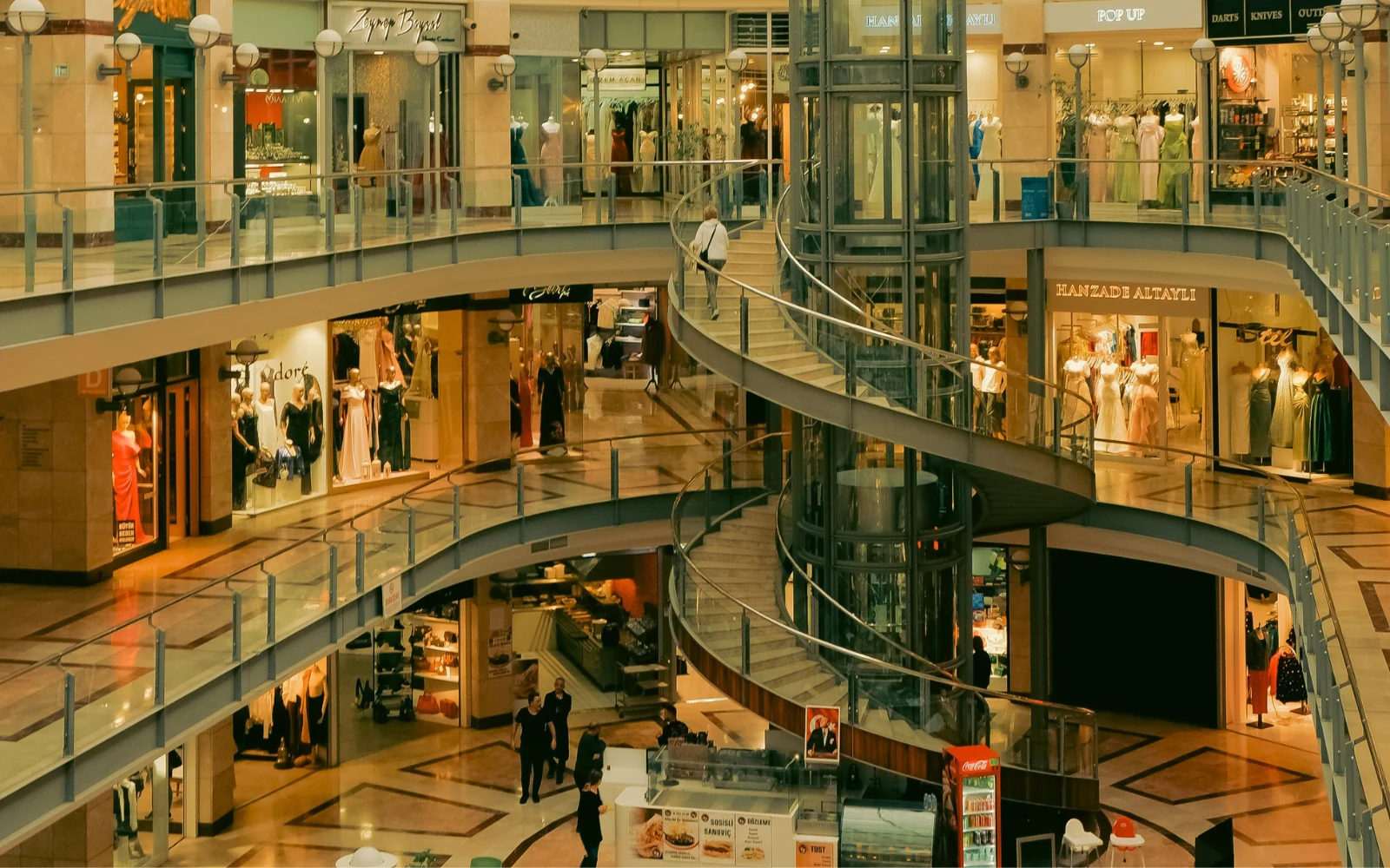 Modern shopping centre interior representing future voucher partners